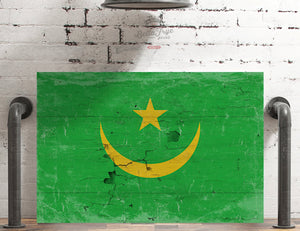 Bella Frye Mauritania Flag Wall Art - Vintage Mauritania Flag Sign Weathered Wood Style on Canvas