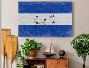 Bella Frye Honduras Flag Wall Art - Vintage Honduras Flag Sign Weathered Wood Style on Canvas