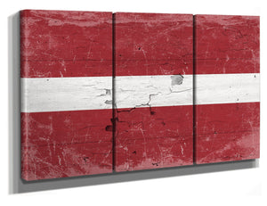 Bella Frye Latvia Flag Wall Art - Vintage Latvia Flag Sign Weathered Wood Style on Canvas