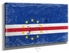 Bella Frye 14" x 11" / Stretched Canvas Wrap Cape Verde Flag Wall Art - Vintage Cape Verde Flag Sign Weathered Wood Style on Canvas