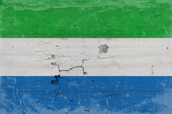 Bella Frye Sierra Leone Flag Wall Art - Vintage Sierra Leone Flag Sign Weathered Wood Style on Canvas