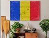 Bella Frye Romania Flag Wall Art - Vintage Romania Flag Sign Weathered Wood Style on Canvas