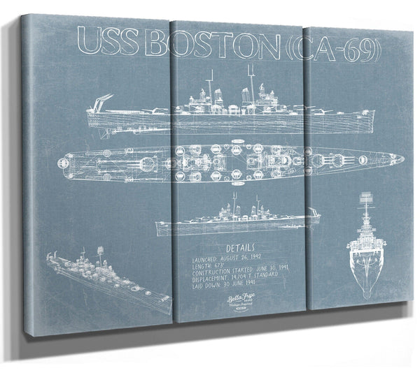 Bella Frye USS Boston (CA-69) Blueprint Wall Art - Original Cruiser Print