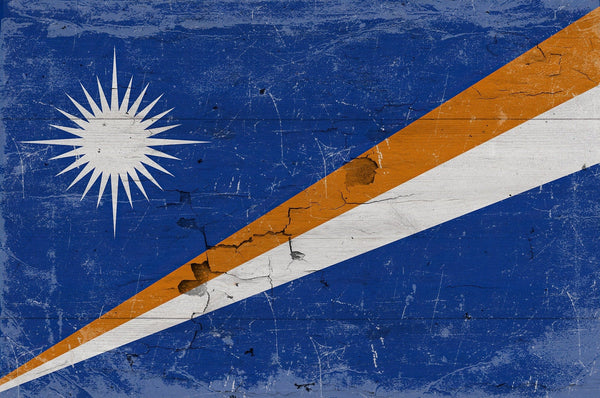 Bella Frye Marshall Islands Flag Wall Art - Vintage Marshall Islands Flag Sign Weathered Wood Style on Canvas