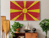 Bella Frye North Macedonia Flag Wall Art - Vintage North Macedonia Flag Sign Weathered Wood Style on Canvas