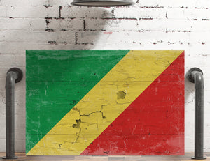 Bella Frye The Republic of the Congo Flag Wall Art - Vintage Republic of the Congo Flag Sign Weathered Wood Style on Canvas