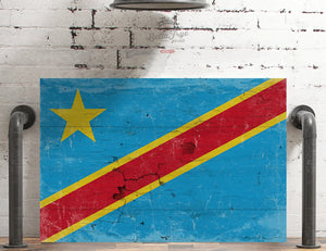 Bella Frye The Democratic Republic of the Congo Flag Wall Art - Vintage Democratic Republic of the Congo Flag Sign Weathered Wood Style on Canvas