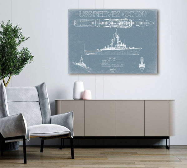 Bella Frye USS Reeves (DLG/CG-24) Blueprint Wall Art - Original Cruiser Print