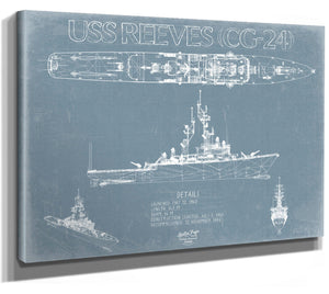 Bella Frye USS Reeves (DLG/CG-24) Blueprint Wall Art - Original Cruiser Print