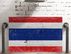 Bella Frye Thailand Flag Wall Art - Vintage Thailand Flag Sign Weathered Wood Style on Canvas