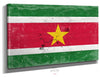 Bella Frye Suriname Flag Wall Art - Vintage Suriname Flag Sign Weathered Wood Style on Canvas