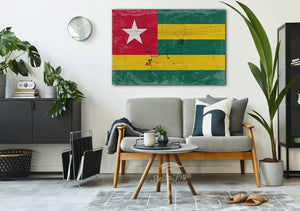 Bella Frye Togo Flag Wall Art - Vintage Togo Flag Sign Weathered Wood Style on Canvas