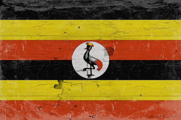 Bella Frye Uganda Flag Wall Art - Vintage Uganda Flag Sign Weathered Wood Style on Canvas