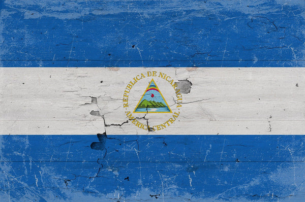 Bella Frye Nicaragua Flag Wall Art - Vintage Nicaragua Flag Sign Weathered Wood Style on Canvas