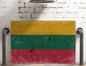 Bella Frye Lithuania Flag Wall Art - Vintage Lithuania Flag Sign Weathered Wood Style on Canvas