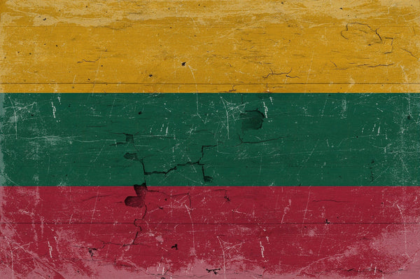 Bella Frye Lithuania Flag Wall Art - Vintage Lithuania Flag Sign Weathered Wood Style on Canvas