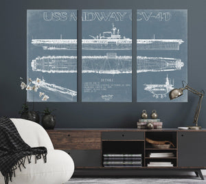 Bella Frye USS Midway (CV-41) Blueprint Wall Art - Original Carrier Print