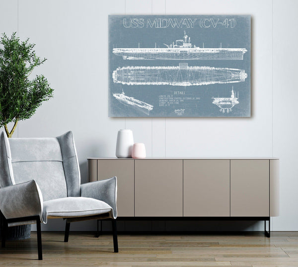 Bella Frye USS Midway (CV-41) Blueprint Wall Art - Original Carrier Print