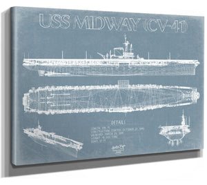 Bella Frye USS Midway (CV-41) Blueprint Wall Art - Original Carrier Print