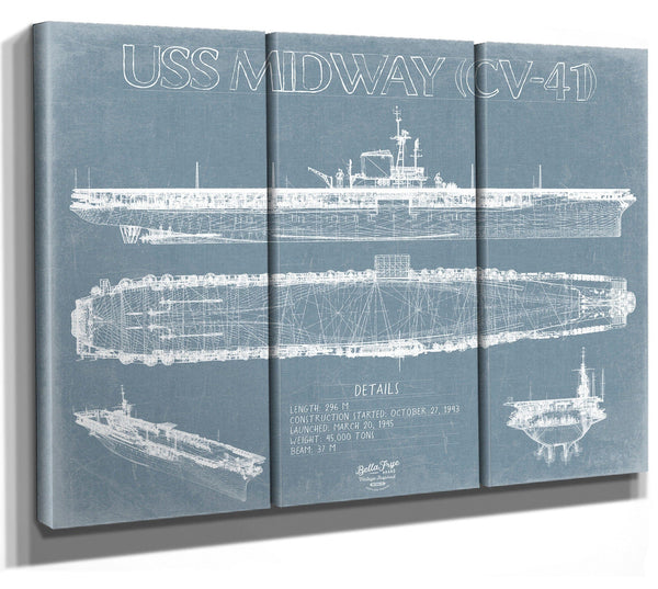 Bella Frye USS Midway (CV-41) Blueprint Wall Art - Original Carrier Print