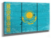Bella Frye Kazakhstan Flag Wall Art - Vintage Kazakhstan Flag Sign Weathered Wood Style on Canvas