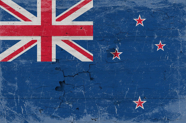 Bella Frye New Zealand Flag Wall Art - Vintage New Zealand Flag Sign Weathered Wood Style on Canvas