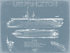 Bella Frye USS Princeton (CVL-23) Blueprint Wall Art - Original Carrier Print