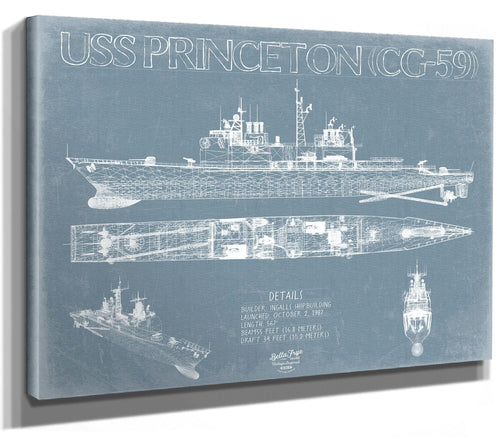 Bella Frye USS Princeton (CG-59) Blueprint Wall Art - Original Cruiser Print