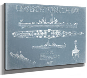 Bella Frye USS Boston (CA-69) Blueprint Wall Art - Original Cruiser Print