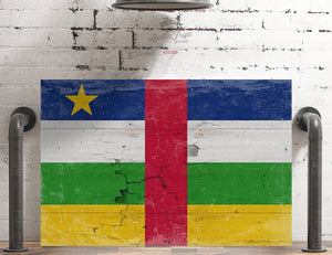 Bella Frye Central African Republic Flag Wall Art - Vintage Central African Republic Flag Sign Weathered Wood Style on Canvas