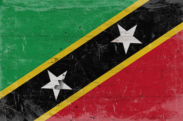 Bella Frye Saint Kitts and Nevis Flag Wall Art - Vintage Saint Kitts and Nevis Flag Sign Weathered Wood Style on Canvas