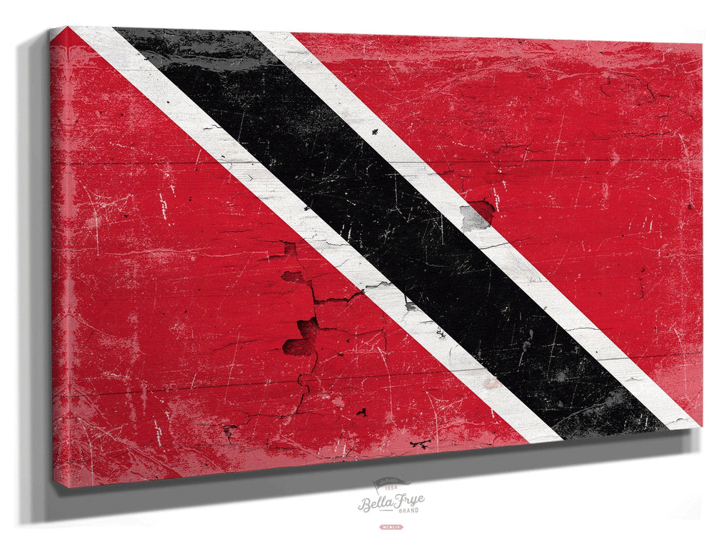 Bella Frye Trinidad and Tobago Flag Wall Art - Vintage Trinidad and Tobago Flag Sign Weathered Wood Style on Canvas