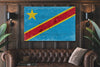 Bella Frye The Democratic Republic of the Congo Flag Wall Art - Vintage Democratic Republic of the Congo Flag Sign Weathered Wood Style on Canvas
