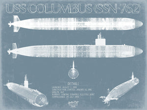 Bella Frye USS Columbus (SSN-762) Blueprint Wall Art - Original Submarine Print