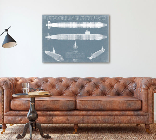 Bella Frye USS Columbus (SSN-762) Blueprint Wall Art - Original Submarine Print