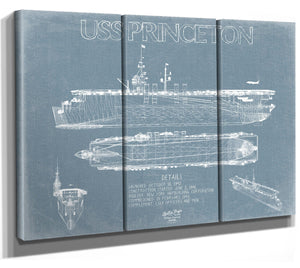 Bella Frye USS Princeton (CVL-23) Blueprint Wall Art - Original Carrier Print