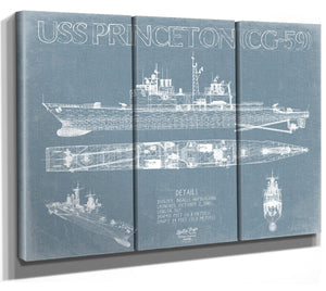 Bella Frye USS Princeton (CG-59) Blueprint Wall Art - Original Cruiser Print