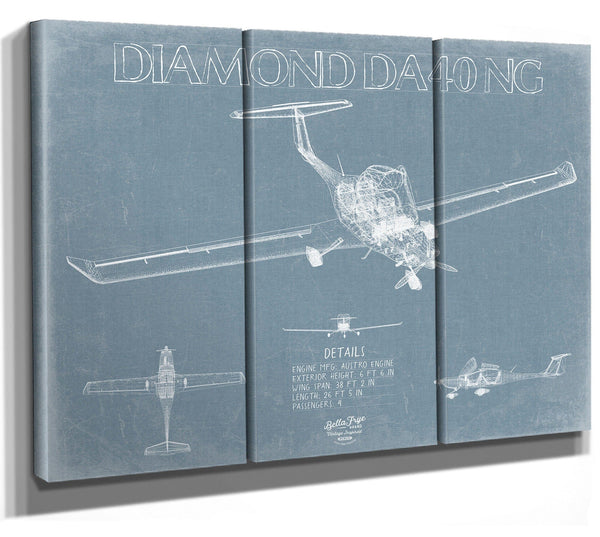 Bella Frye Diamond DA40-NG Aircraft Blueprint Wall Art - Original Airplane Print