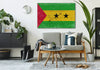 Bella Frye São Tomé and Príncipe Flag Wall Art - Vintage São Tomé and Príncipe Flag Sign Weathered Wood Style on Canvas