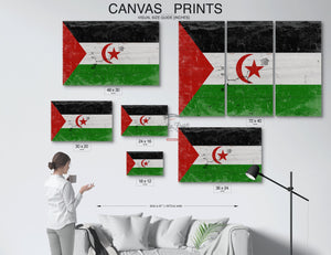 Bella Frye Sahrawi Arab Democratic Republic Flag Wall Art - Vintage Sahrawi Arab Democratic Republic Flag Sign Weathered Wood Style on Canvas