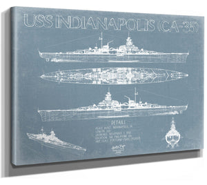 Bella Frye USS Indianapolis (CA-35) Blueprint Wall Art - Original Cruiser Print