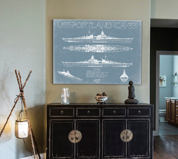 Bella Frye USS Portland (CA-33) Blueprint Wall Art - Original Cruiser Print