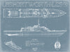 Bella Frye USS Fort Worth (LCS-3) Blueprint Wall Art - Original Littoral Combat Ship Print