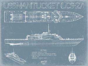 Bella Frye USS Nantucket (LCS-27) Blueprint Wall Art - Original Littoral Combat Ship Print