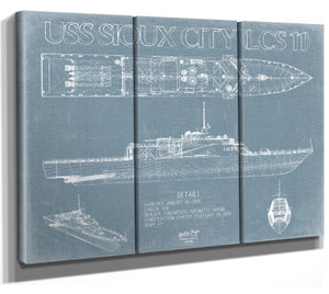 Bella Frye USS Sioux City (LCS 11) Blueprint Wall Art - Original Littoral Combat Ship Print