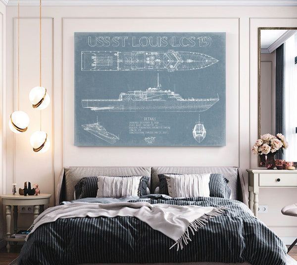 Bella Frye USS St. Louis (LCS 19) Blueprint Wall Art - Original Littoral Combat Ship Print