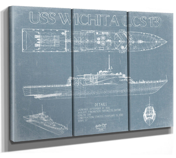 Bella Frye USS Wichita (LCS 13) Blueprint Wall Art - Original Littoral Combat Ship Print