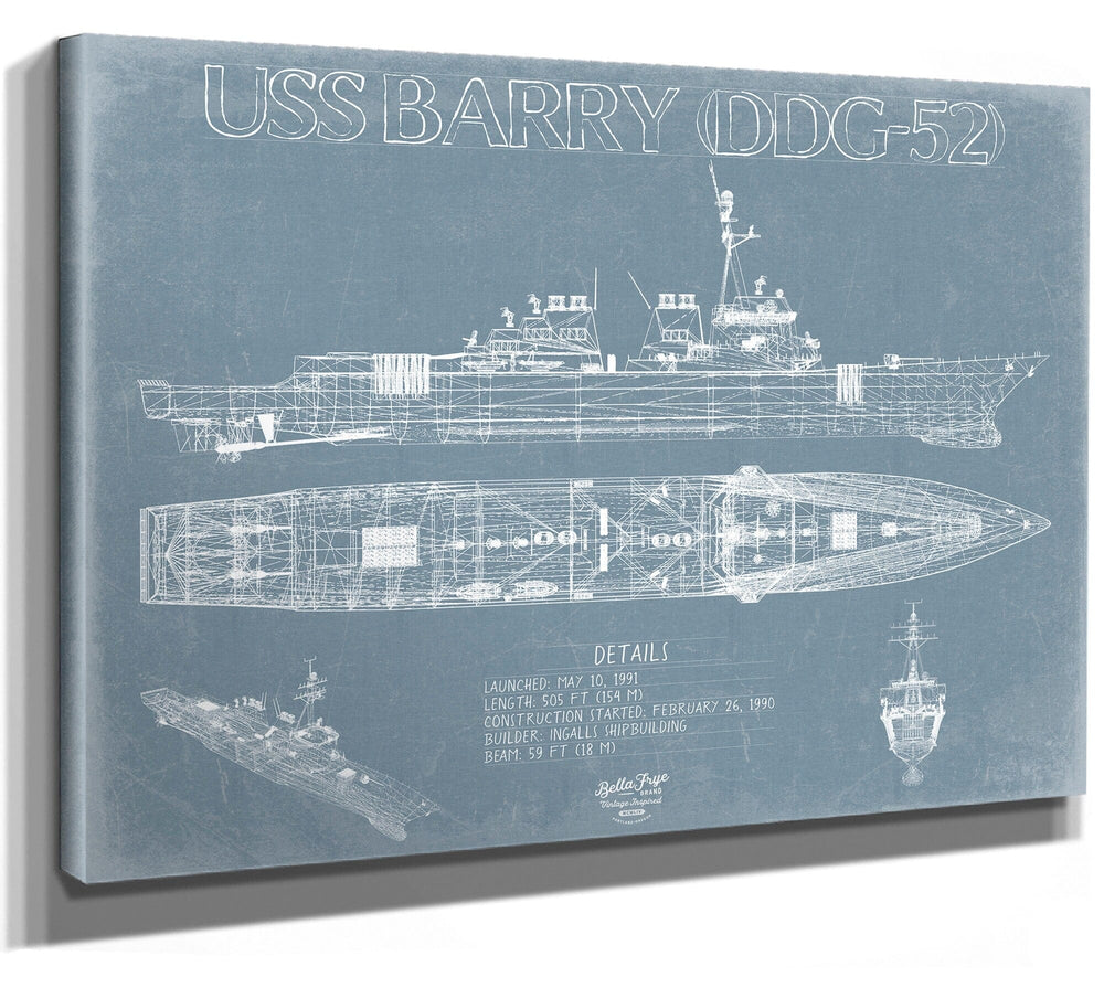 Bella Frye USS Barry (DDG-52) Blueprint Wall Art - Original Destroyer Print