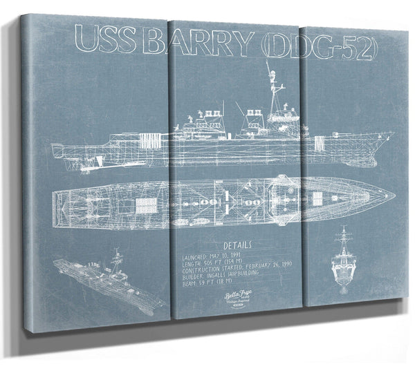 Bella Frye USS Barry (DDG-52) Blueprint Wall Art - Original Destroyer Print