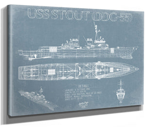 Bella Frye USS Stout (DDG-55) Blueprint Wall Art - Original Destroyer Print